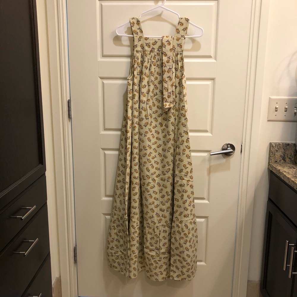 Dôen Eve Floral-Print Silk Midi Dress in Yellow